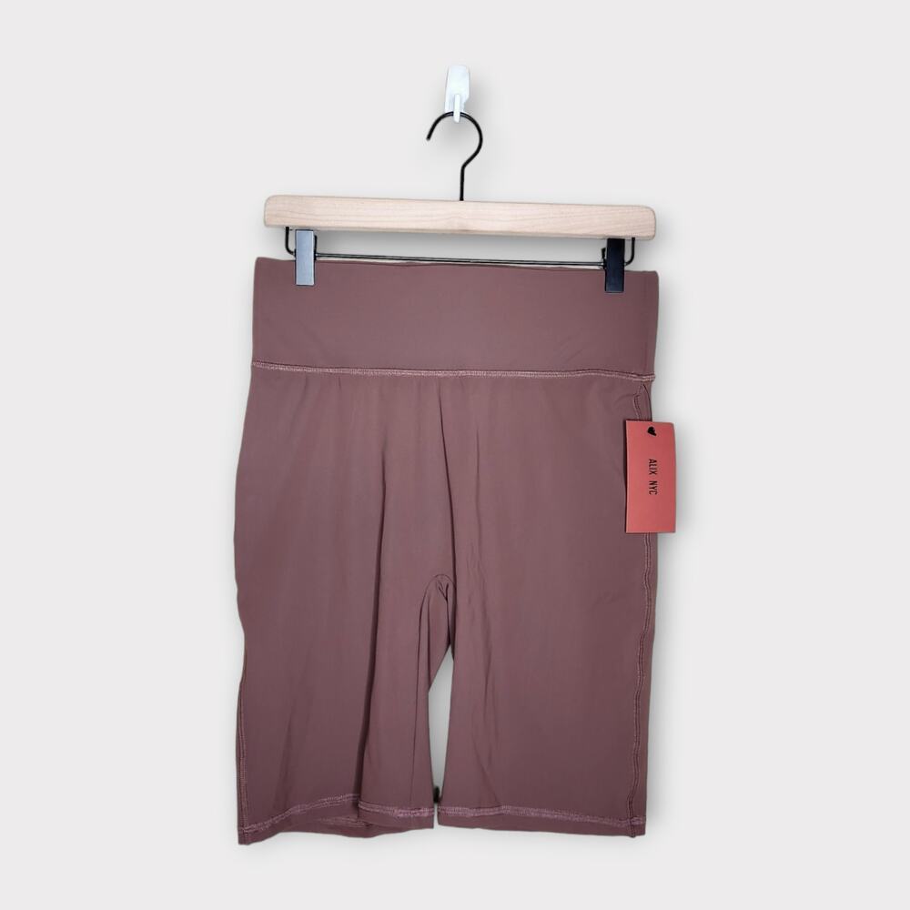 NEW Alix NYC Otis Mocha Chocolate Brown Sculpt Biker Shorts Womens Lg